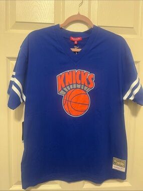 Mitchell & Ness Royal Blue Knicks Short-Sleeve Jersey Top